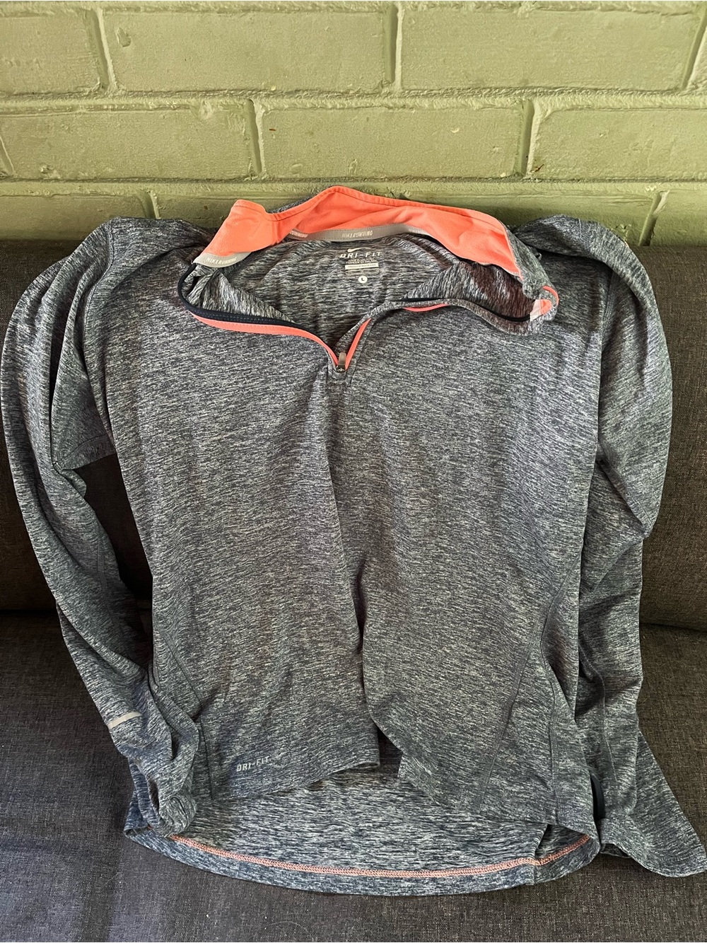 Nike LadiesGray Performance Half-Zip Jacket with Coral Trim